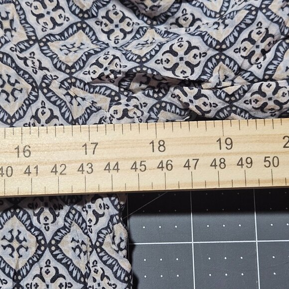 Artisan Ny Womens 3/4 Sleeve Boho Printed Blouse M 100% Rayon Blue & White - Picture 8 of 12